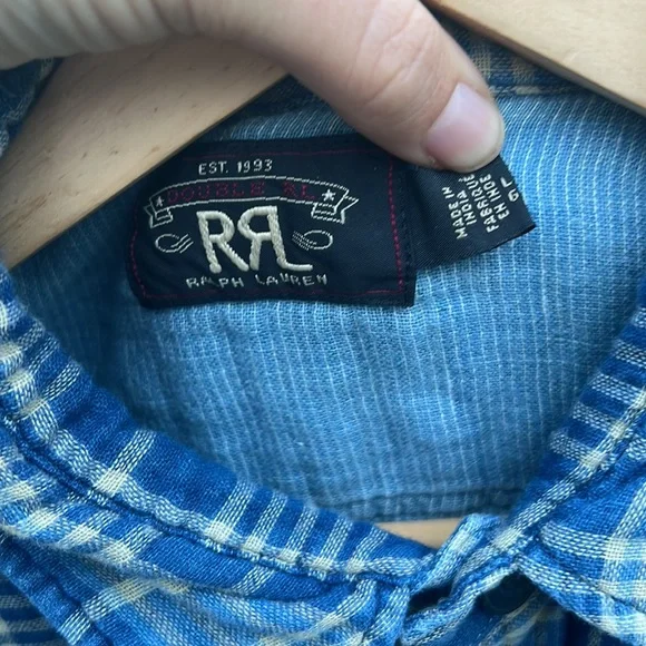 Double Ralph lauren Indigo Plaid Double-Faced Workshirt - Picture 3 of 7